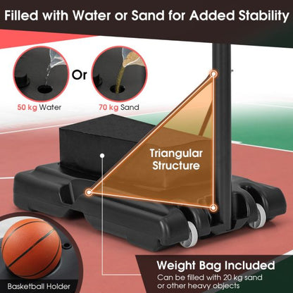 Portable Basketball Hoop with 11-Level Height Adjustable Basketball Hoop and Goal