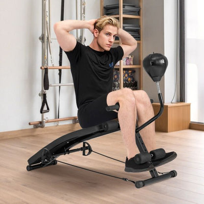 Foldable Decline Sit Up Bench with Speed Balland 2 Resistance Bands
