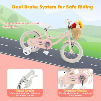 Kids Bike with Training Wheels and Adjustable Handlebar
