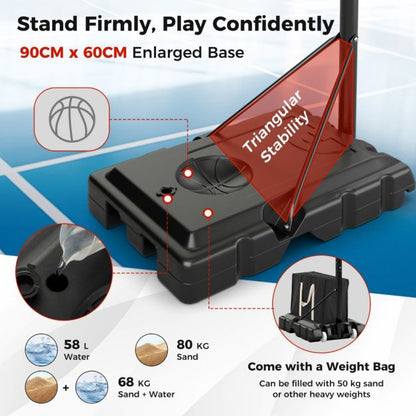 Portable Basketball Hoop System with Easy Height Adjustment