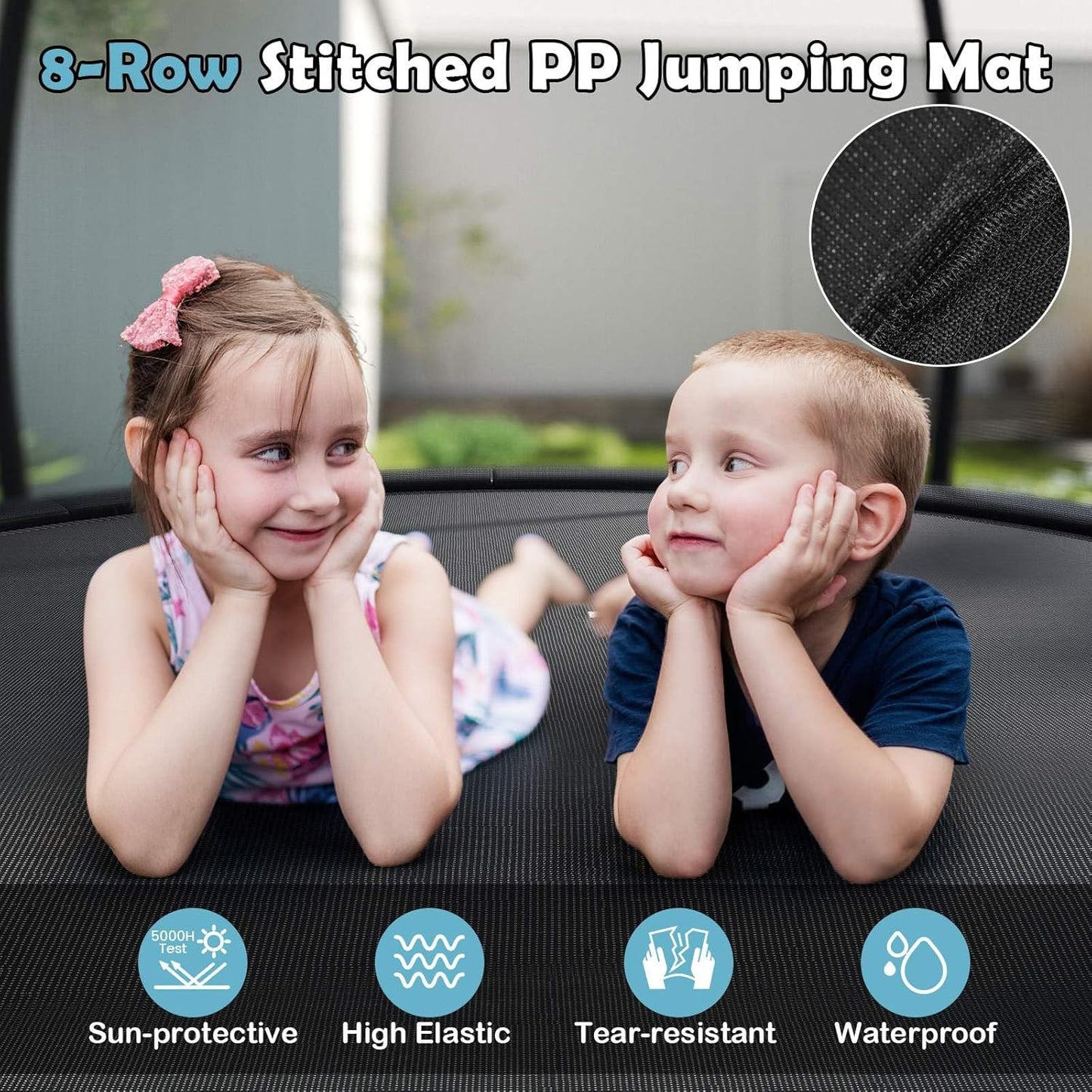 Heavy-Duty Recreational Trampoline with Safety Enclosure Net