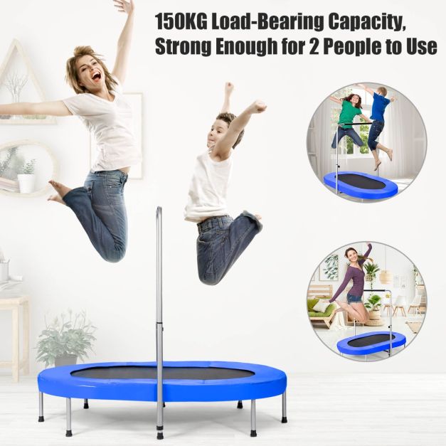 Double Trampoline for 2 People with Adjustable Handrail and Safety Pad