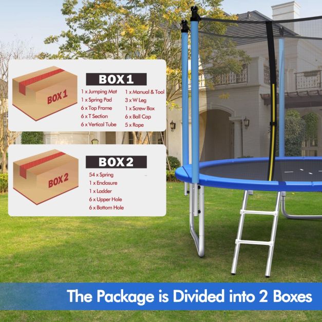 10FT Outdoor Trampoline with Enclosure Net and Ladder