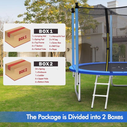 10FT Outdoor Trampoline with Enclosure Net and Ladder