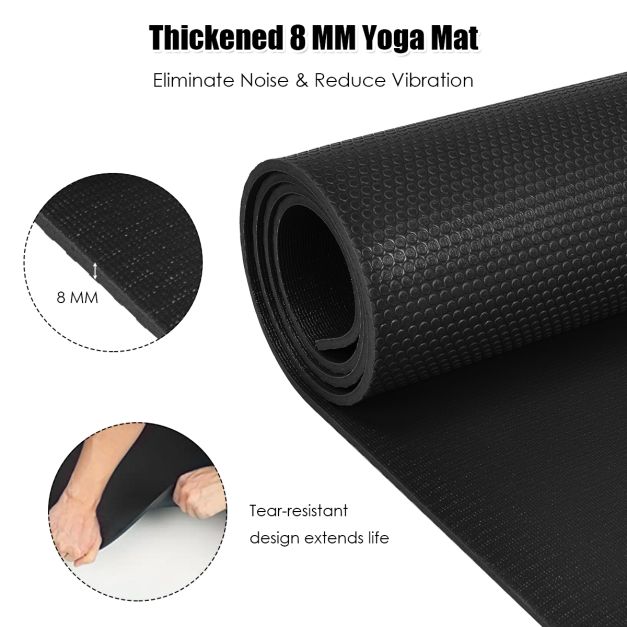 8 MM Thick Exercise Yoga Mat with Double-sided Non-slip Design
