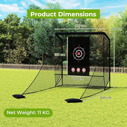 Golf Practice Hitting Net with Dual Side Barriers and Target Cloth