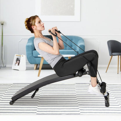 Foldable Decline Sit Up Bench with Speed Balland 2 Resistance Bands