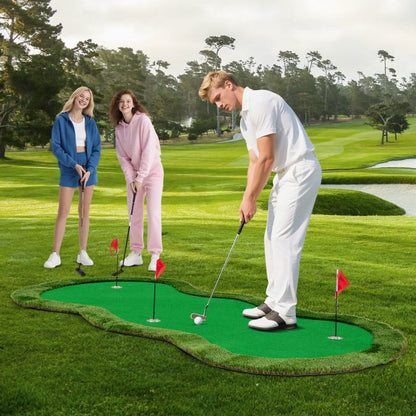 300 x 150 cm Golf Putting Green Practice Mat with 3 Holes and Golf Balls