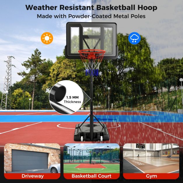 Portable Basketball Hoop System with Easy Height Adjustment
