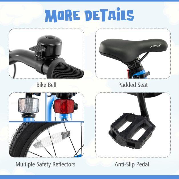 Kids Bike Carbon Steel LED Lighted Children Bicycle Adjustable
