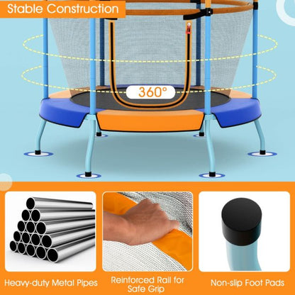 48 Inch Trampoline for Kids with Safety Enclosure Net and Curved Metal Legs