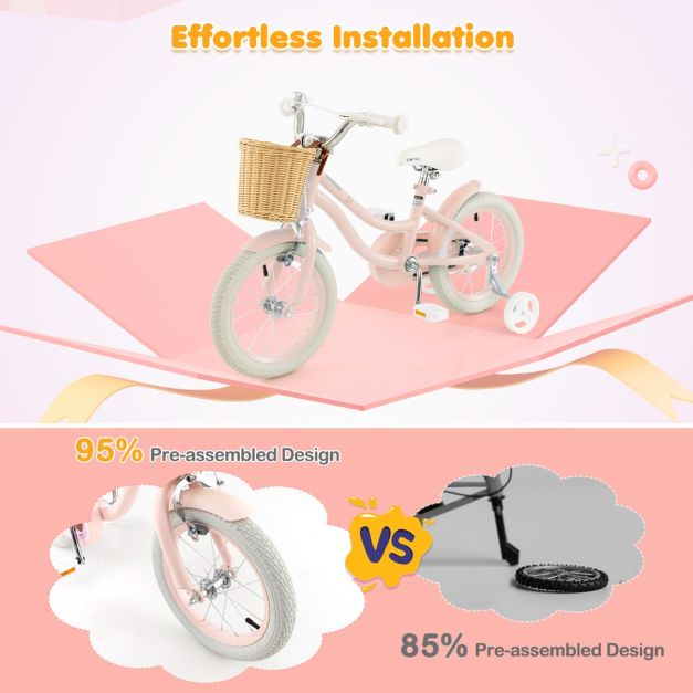 Kids Bike with Training Wheels and Adjustable Handlebar
