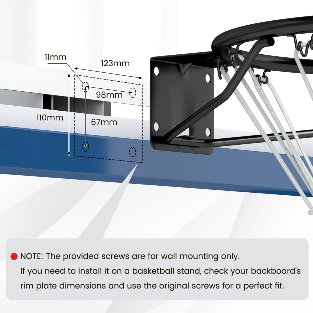 45 CM Basketball Rim Replacement Wall Mounted Basketball Hoop