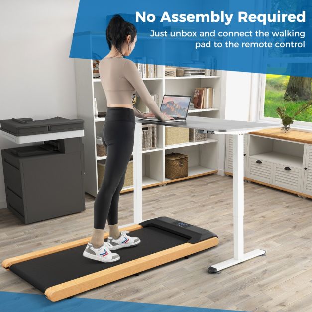 Under Desk Treadmill with Remote/APP Control and LED Display Solid Wood Edge Banding