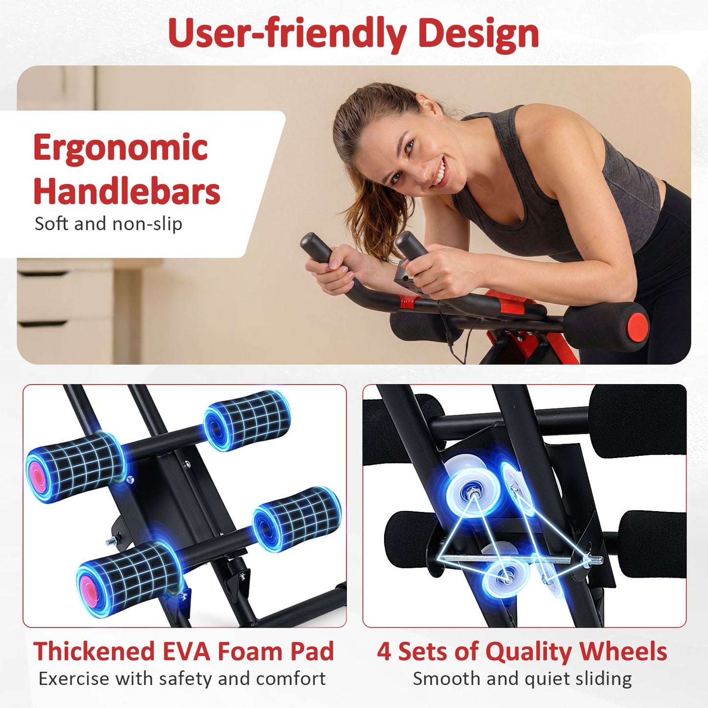 Ab Workout Equipment Foldable with 6 Inclined Angles and LCD Monitor