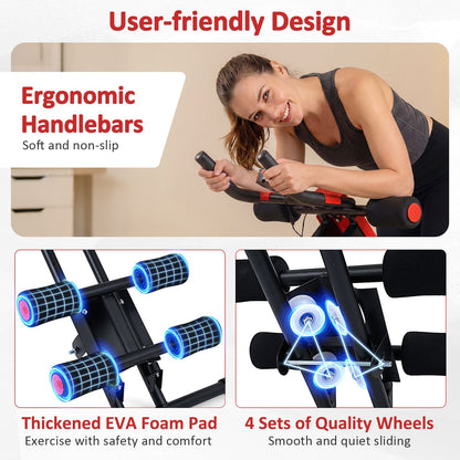 Ab Workout Equipment Foldable with 6 Inclined Angles and LCD Monitor