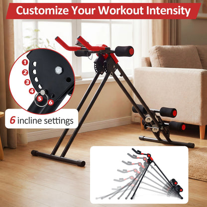 Ab Workout Equipment Foldable with 6 Inclined Angles and LCD Monitor