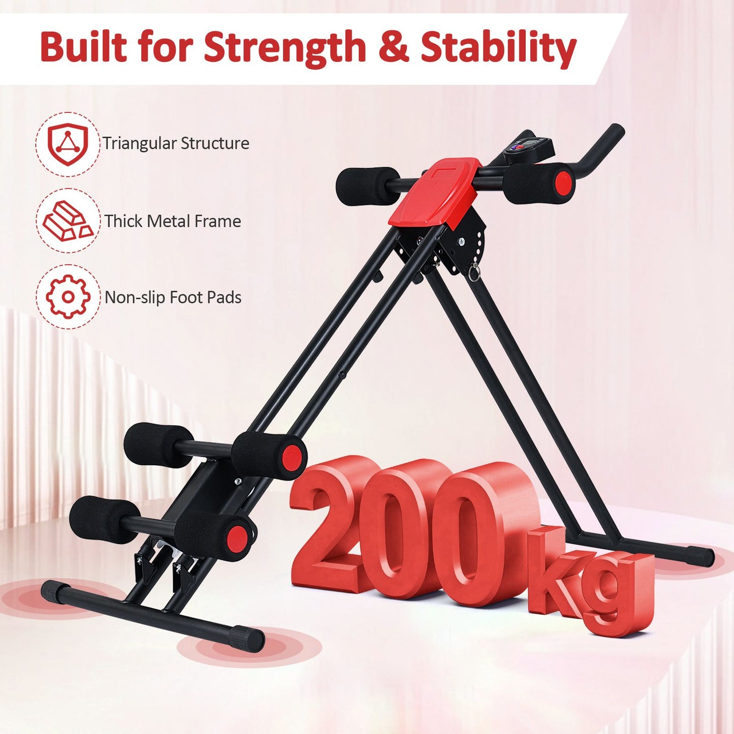 Ab Workout Equipment Foldable with 6 Inclined Angles and LCD Monitor