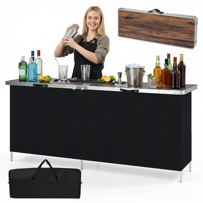 Aluminum Portable Picnic Table w/ 2-Tier Open Shelves & Spacious Tabletop
