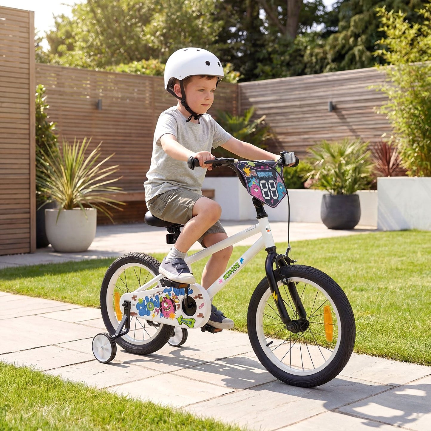 Children Bicycle with Handbrake and Height-Adjustable Seat for Boys and Girls