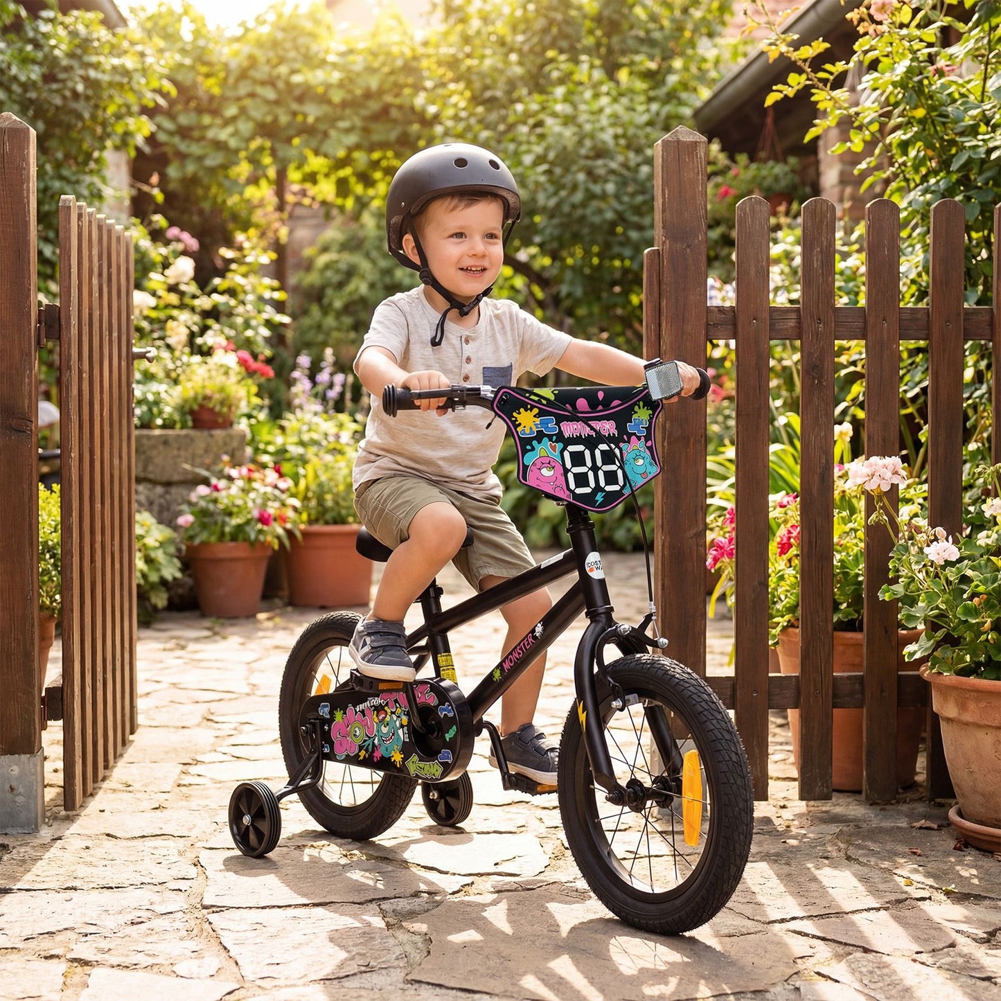 Children Bicycle with Handbrake and Height-Adjustable Seat for Boys and Girls