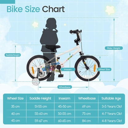 Children Bicycle with Handbrake and Height-Adjustable Seat for Boys and Girls