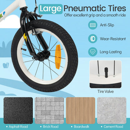 Children Bicycle with Handbrake and Height-Adjustable Seat for Boys and Girls