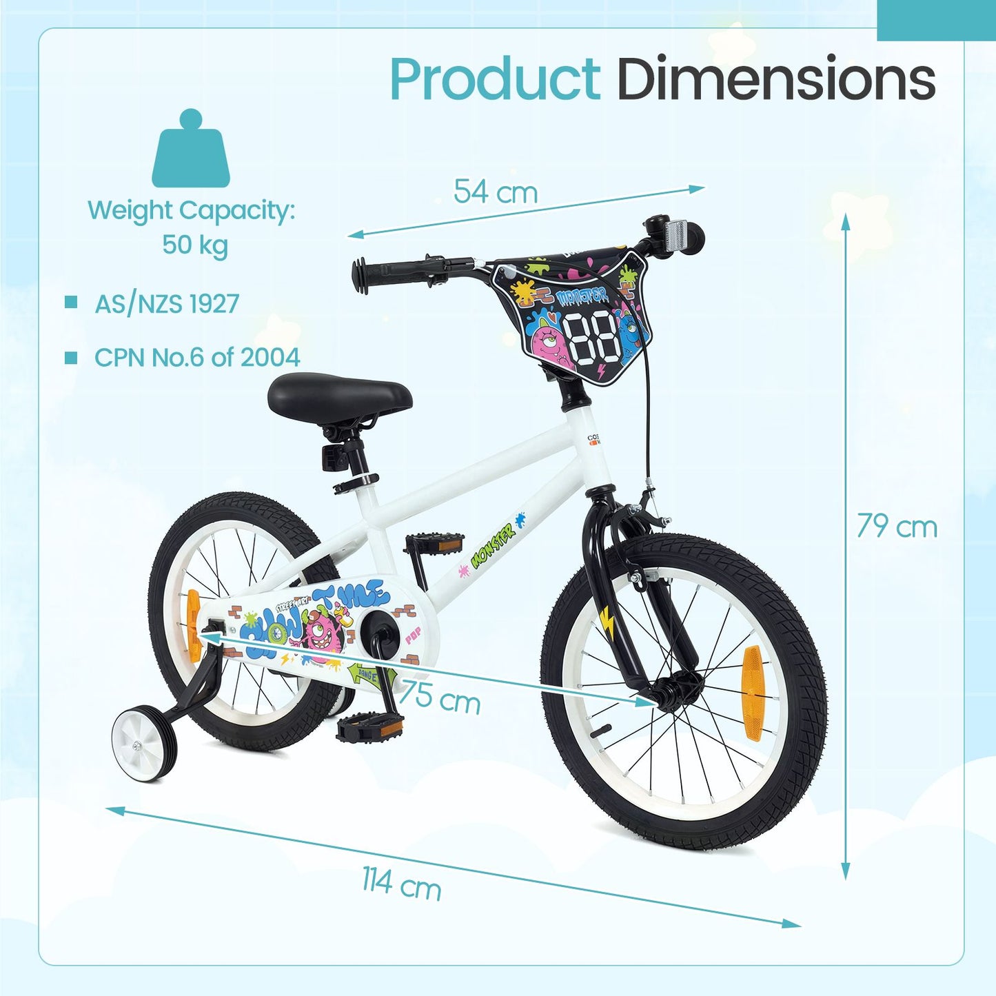 Children Bicycle with Handbrake and Height-Adjustable Seat for Boys and Girls