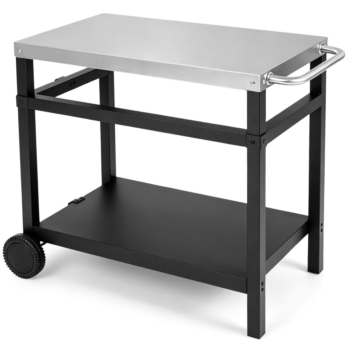 Double-Shelf Grill Table with 85 x 50 cm Stainless Steel Top