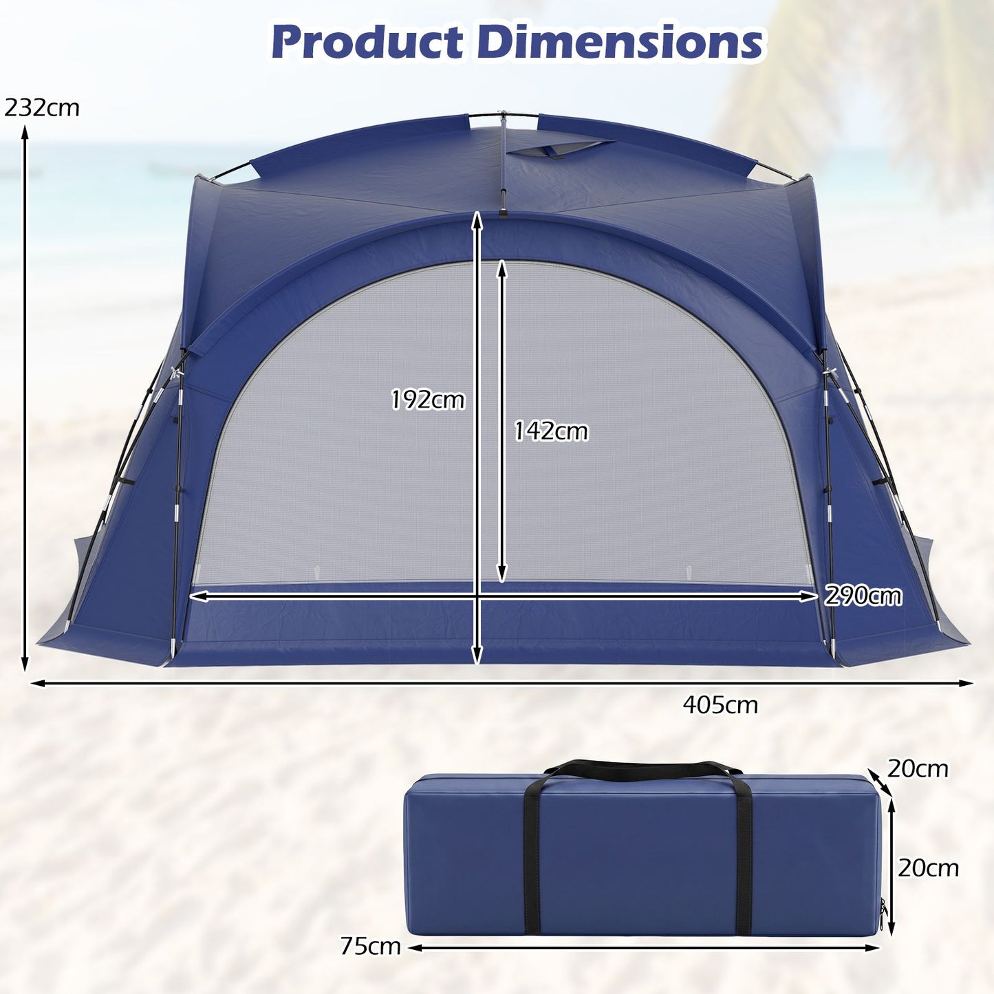 Easy Setup Dome Canopy Tent with Roof Vents and Carrying Bag