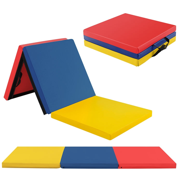 180 x 60 cm Portable 3-Fold Tumbling Mat with 2 Handles