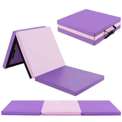 180 x 60 cm Portable 3-Fold Tumbling Mat with 2 Handles