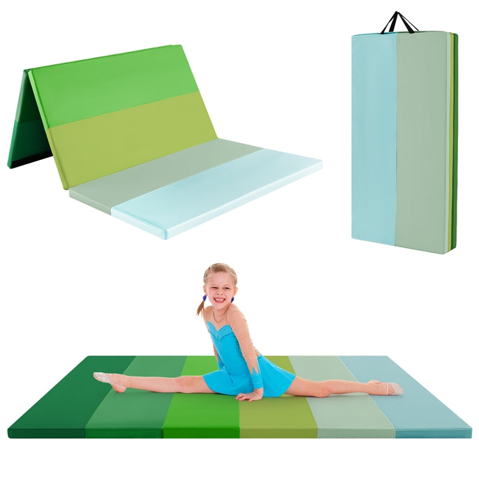 Tri-Fold Thick Tumbling Mat 180 cm x 120 cm x 4 cm with Hook & Loop Fasteners