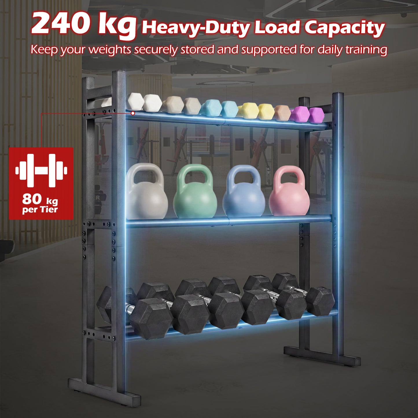 Heavy-Duty Adjustable Weight Rack Stand for Home Gym