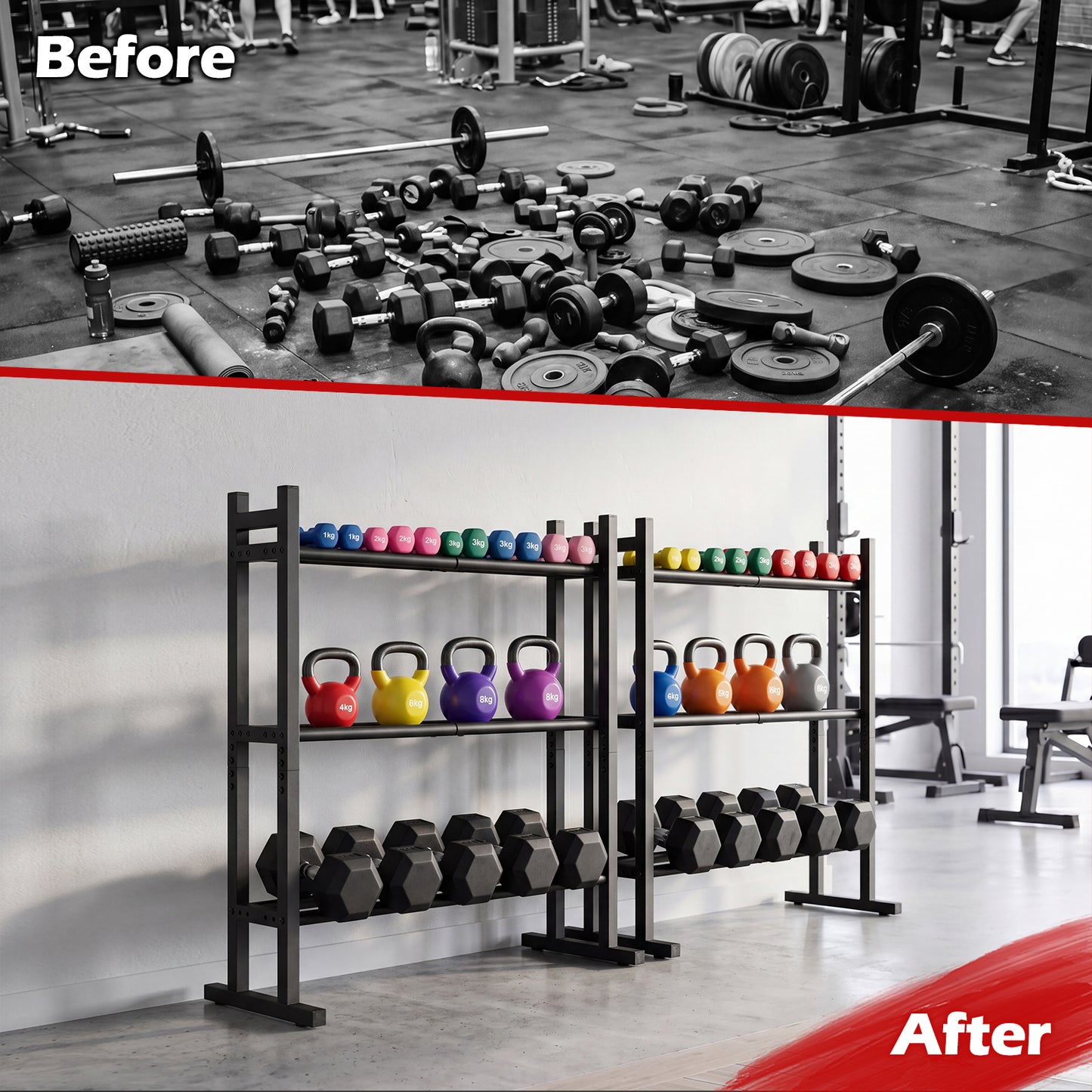 Heavy-Duty Adjustable Weight Rack Stand for Home Gym