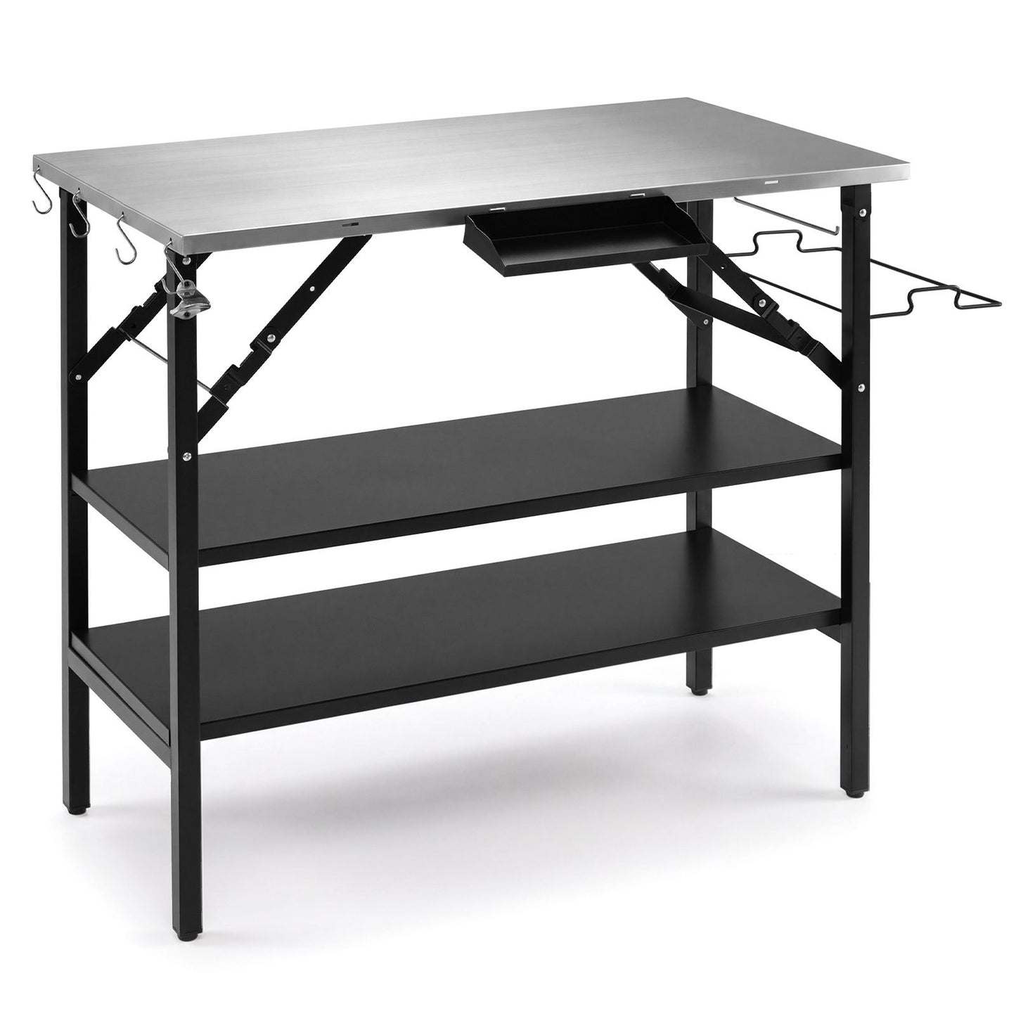 Foldable Outdoor Cook Station with 2 Removable Shelves
