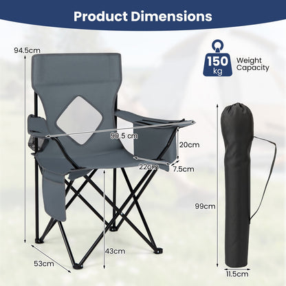 Folding Camping Chair with Mesh Backrest and Metal Frame