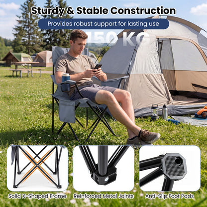 Folding Camping Chair with Mesh Backrest and Metal Frame