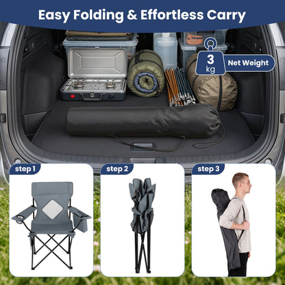 Folding Camping Chair with Mesh Backrest and Metal Frame