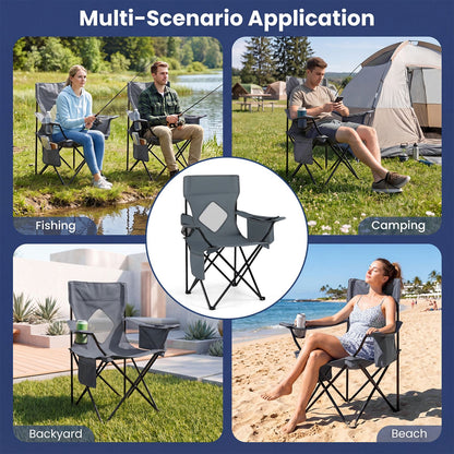 Folding Camping Chair with Mesh Backrest and Metal Frame