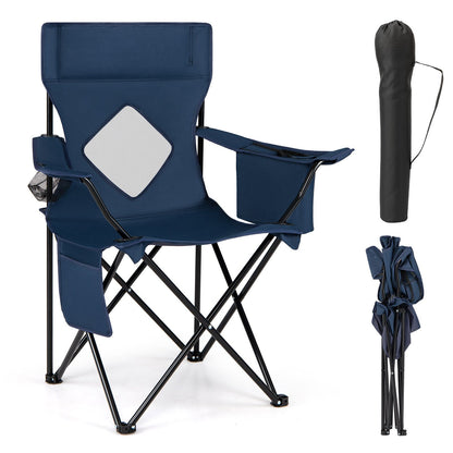 Folding Camping Chair with Mesh Backrest and Metal Frame