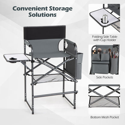 Folding Tall Camping Chair with Footrest and Cup Holders