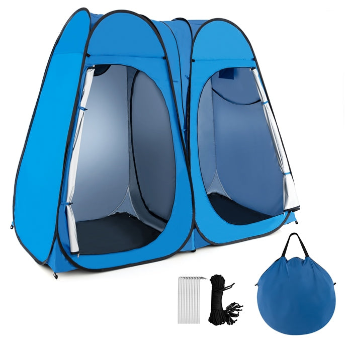 Double Room Outdoor Privacy Tent with Window Floor Storage Pocket