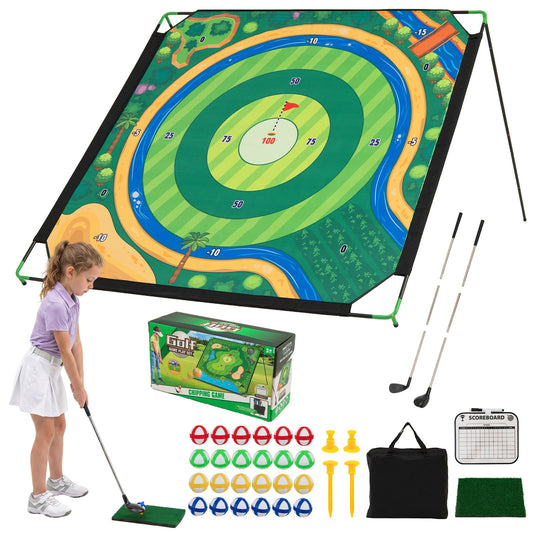 Golf Chipping Game Set 181 x 181 cm Large Chipping Mat for Indoor Outdoor Practice