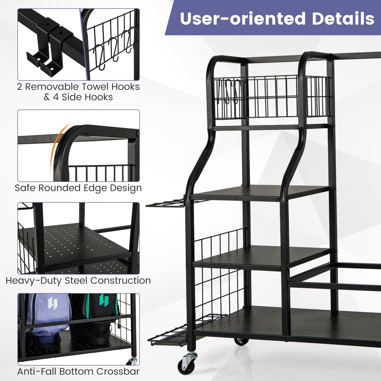 Golf Bag Storage Garage Organizer with Extra Storage Rack for Golf Club