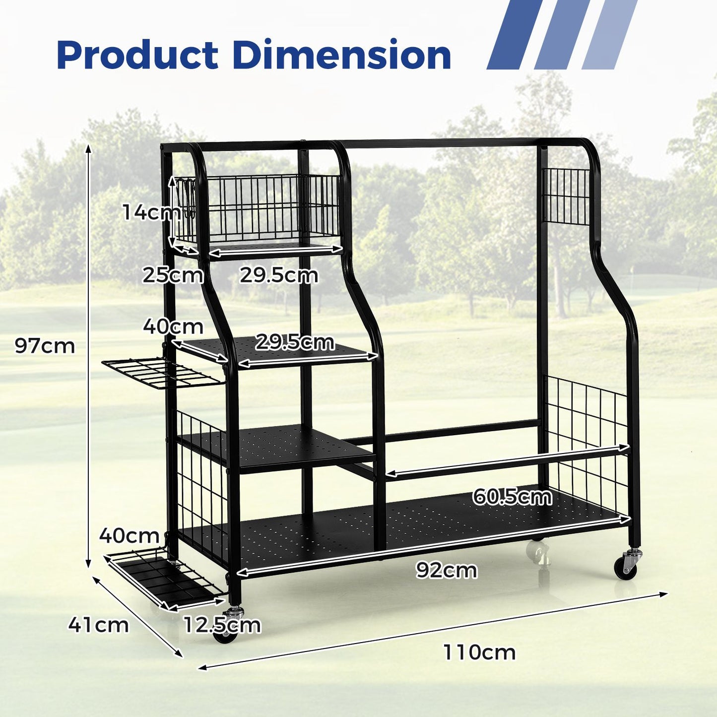 Golf Bag Storage Garage Organizer with Extra Storage Rack for Golf Club
