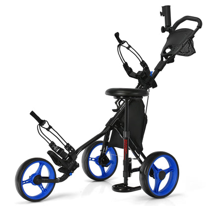 Golf Push Pull Cart Lightweight 3 Wheels Golf Push Cart