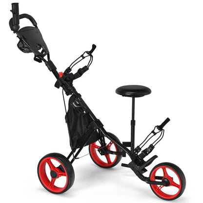 Golf Push Pull Cart Lightweight 3 Wheels Golf Push Cart