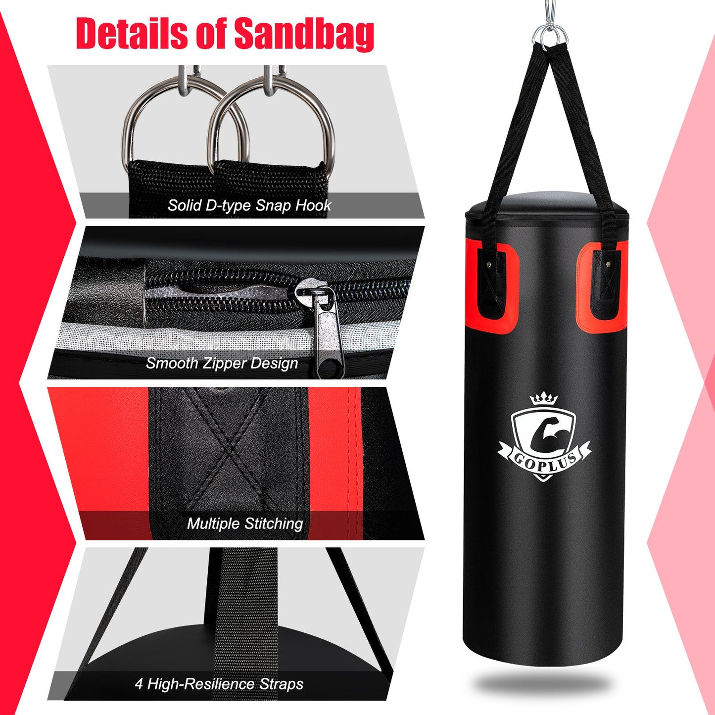 Heavy Hanging Punching Bag Set 26kg with 12oz Gloves and Hand Wraps