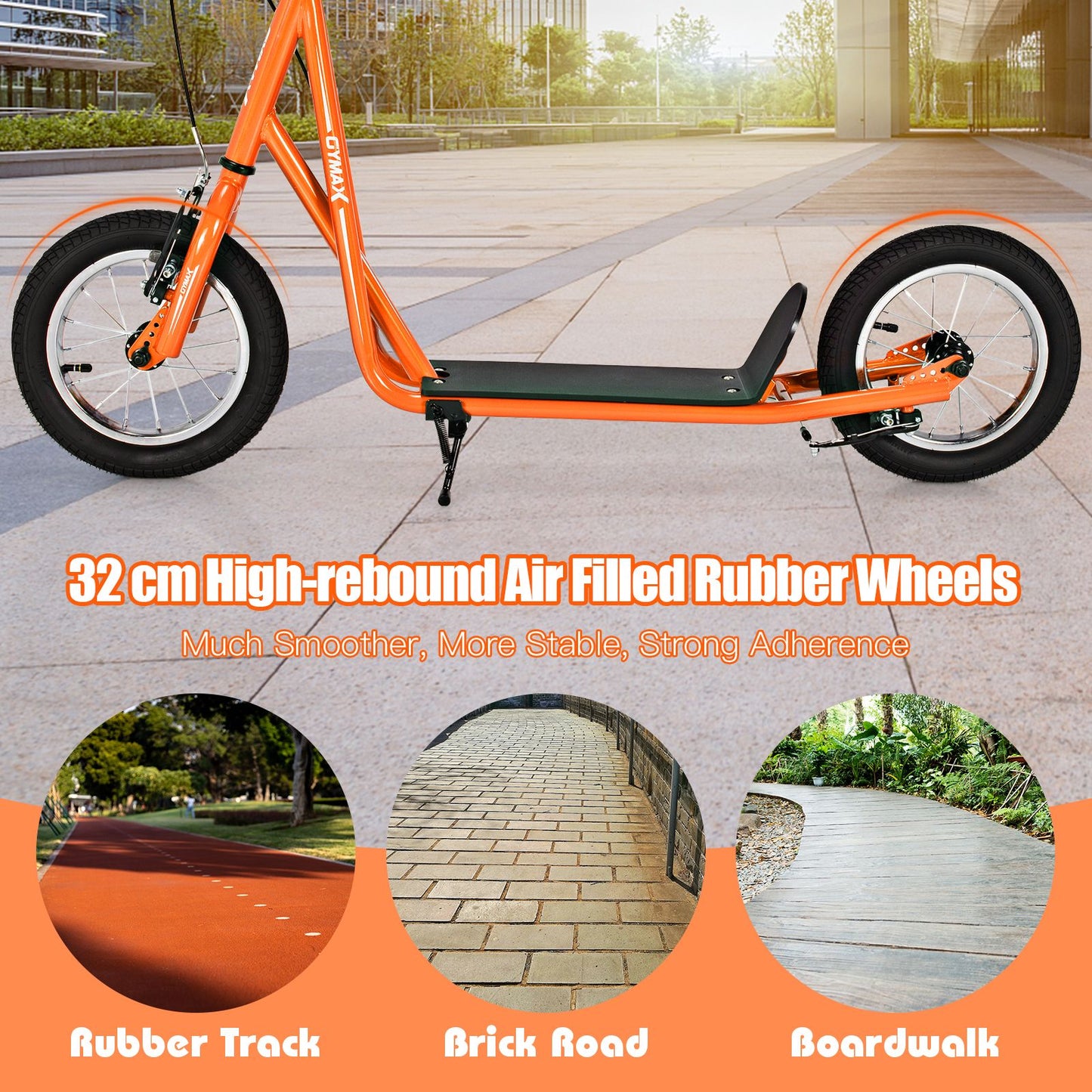 Height Adjustable Youth Scooter with 2 V-Type Handbrakes for Kids 8-12